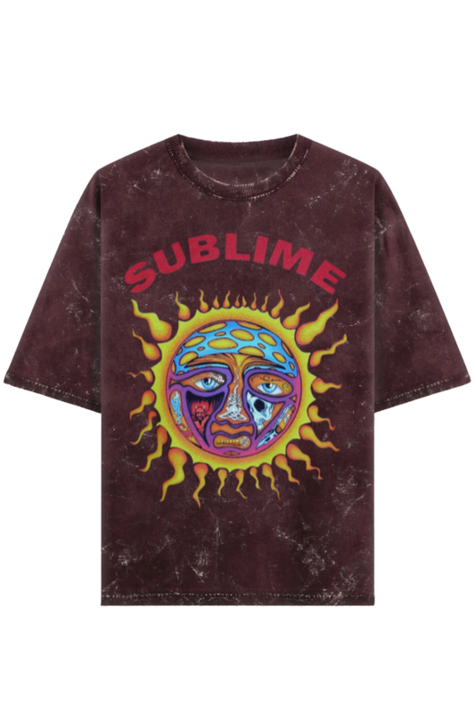 Skrone Acid Wash Sublime Sun Tee (Oversized Fit)