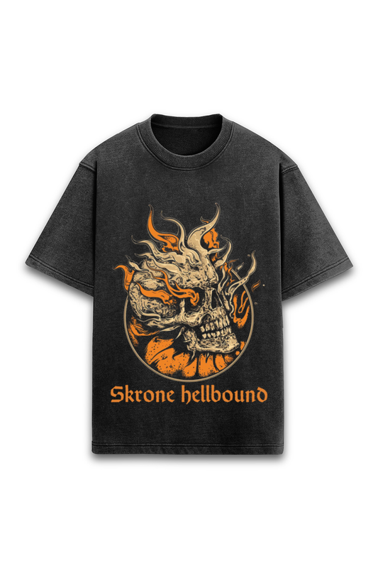 Skrone Acid Wash Hellbound Tee (Oversized Fit)