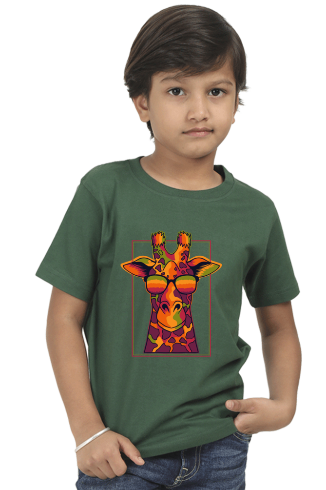 Boys Giraffe printed Classic Tshirt