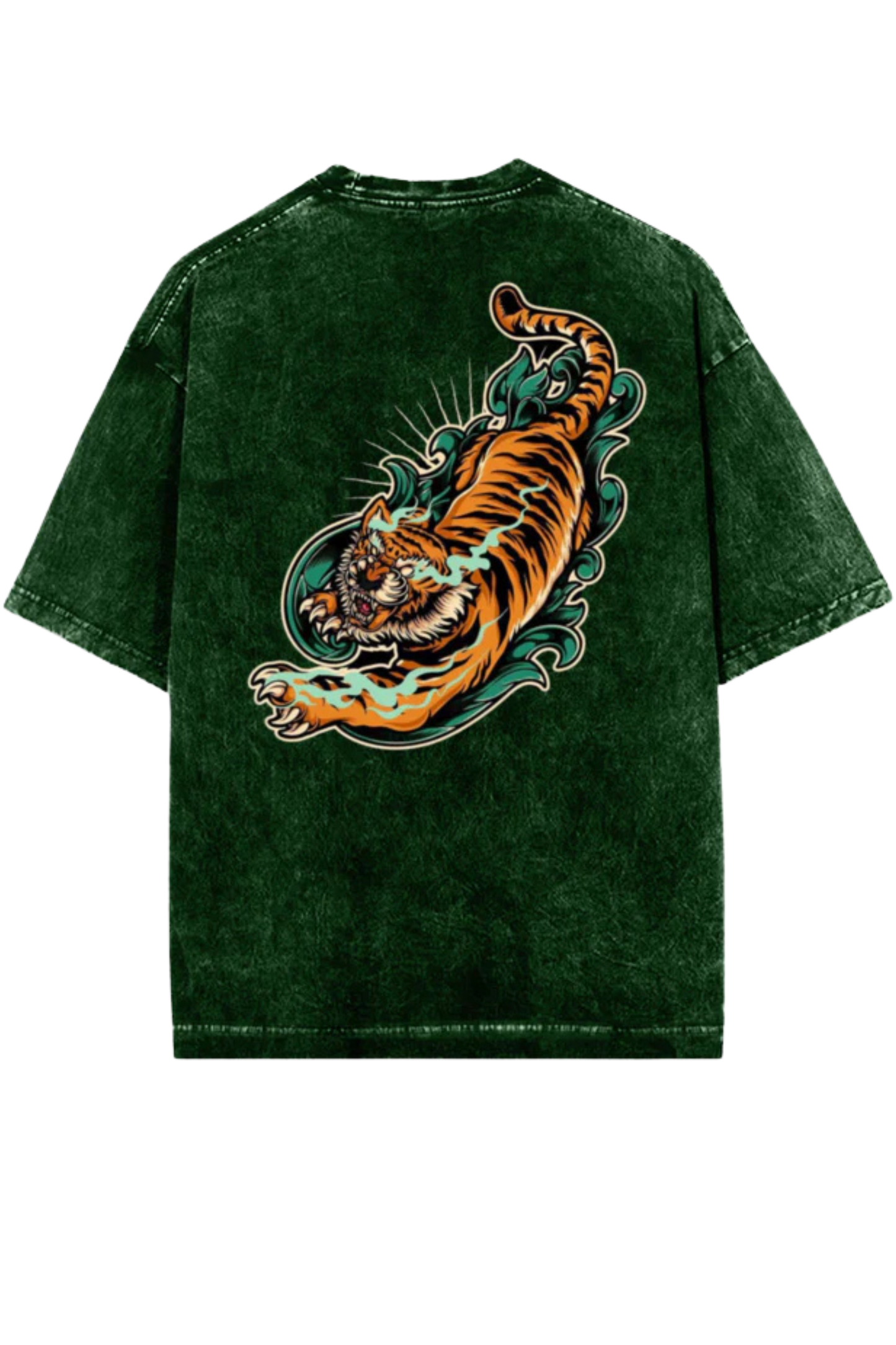Skrone Acid Wash Tiger Spirit Tee (Oversized Fit)