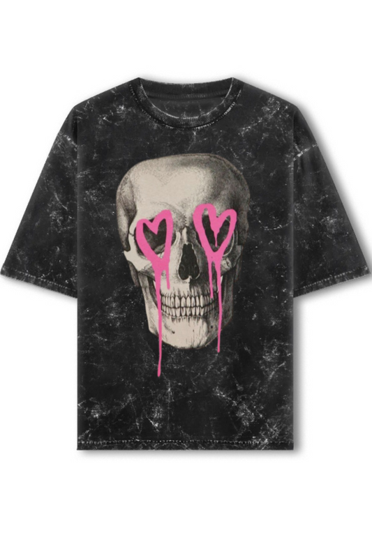 Skrone Acid Wash Dead Serious-Love Edition Tee (Oversized Fit)