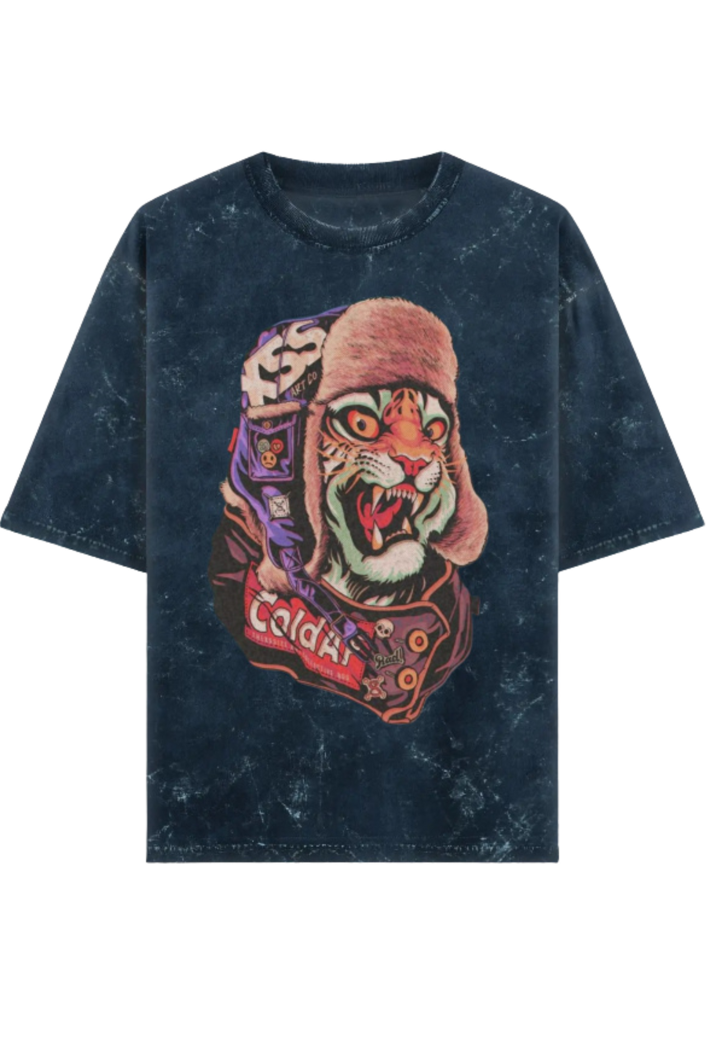 Skrone Acid Wash Cold-Blood Tiger Tee (Oversized Fit)