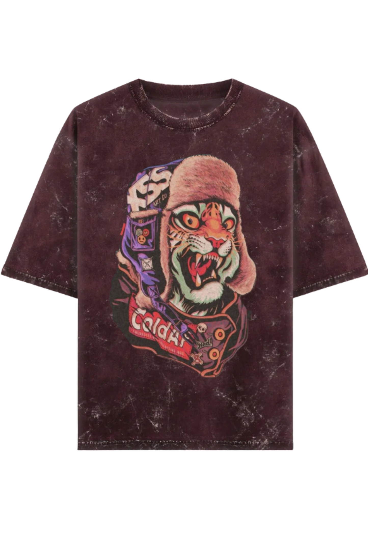 Skrone Acid Wash Cold-Blood Tiger Tee (Oversized Fit)